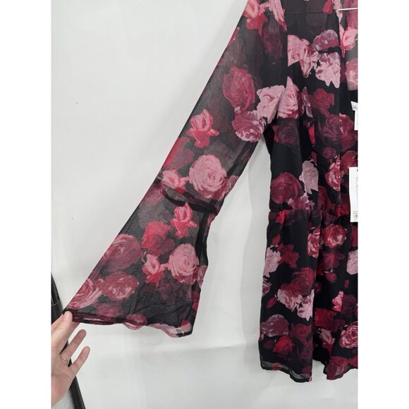 BCBGeneration Floral  Romper Women S Black Red Witchy Vampire Whimsigoth NEW - Picture 9 of 10